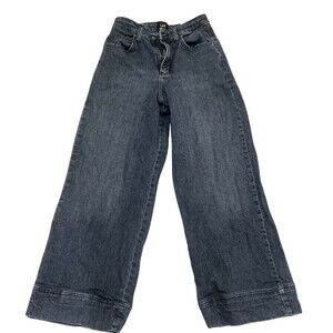 Lee Jeans Womens Size 4 Short Charcoal Wash High Rise Wide-Leg Cuffed Hem